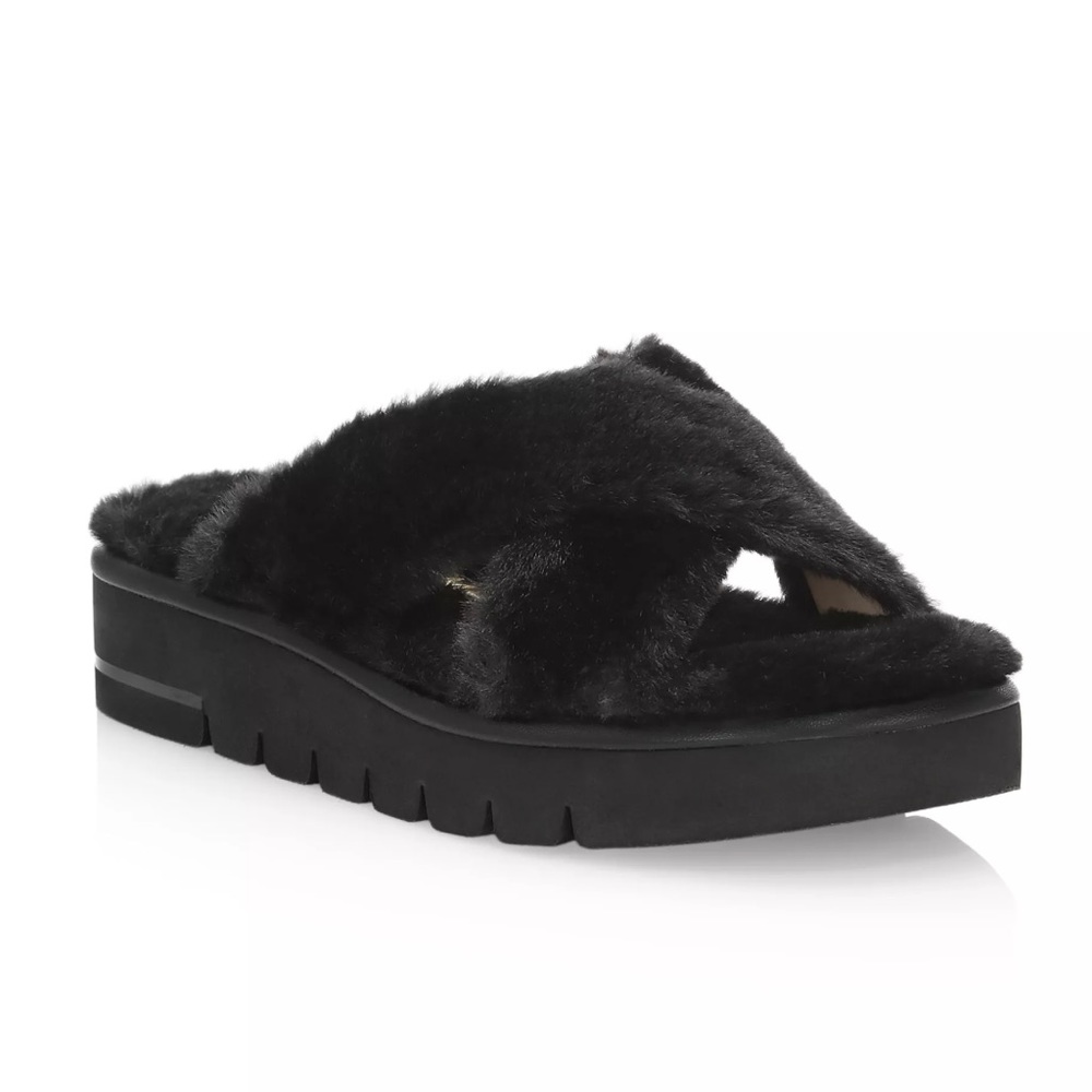 Stuart Weitzman Roza Faux Fur Lift Slide Sandals